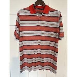Nike Golf Polo Men's Medium Dri Fit Orange Red Short Sleeve